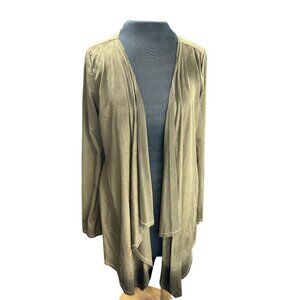 Live And Let Live Olive Green Open Front Cardigan Medium Polyester/Spandex Blend